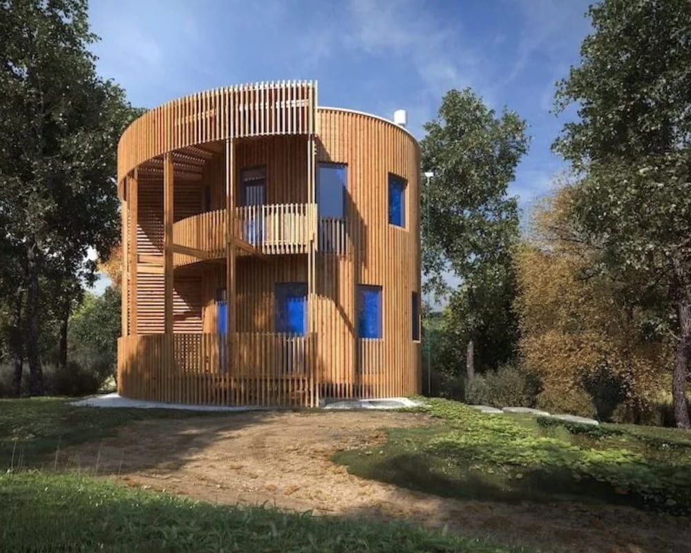 Mẫu nhà lắp ghép tròn 2 tầng