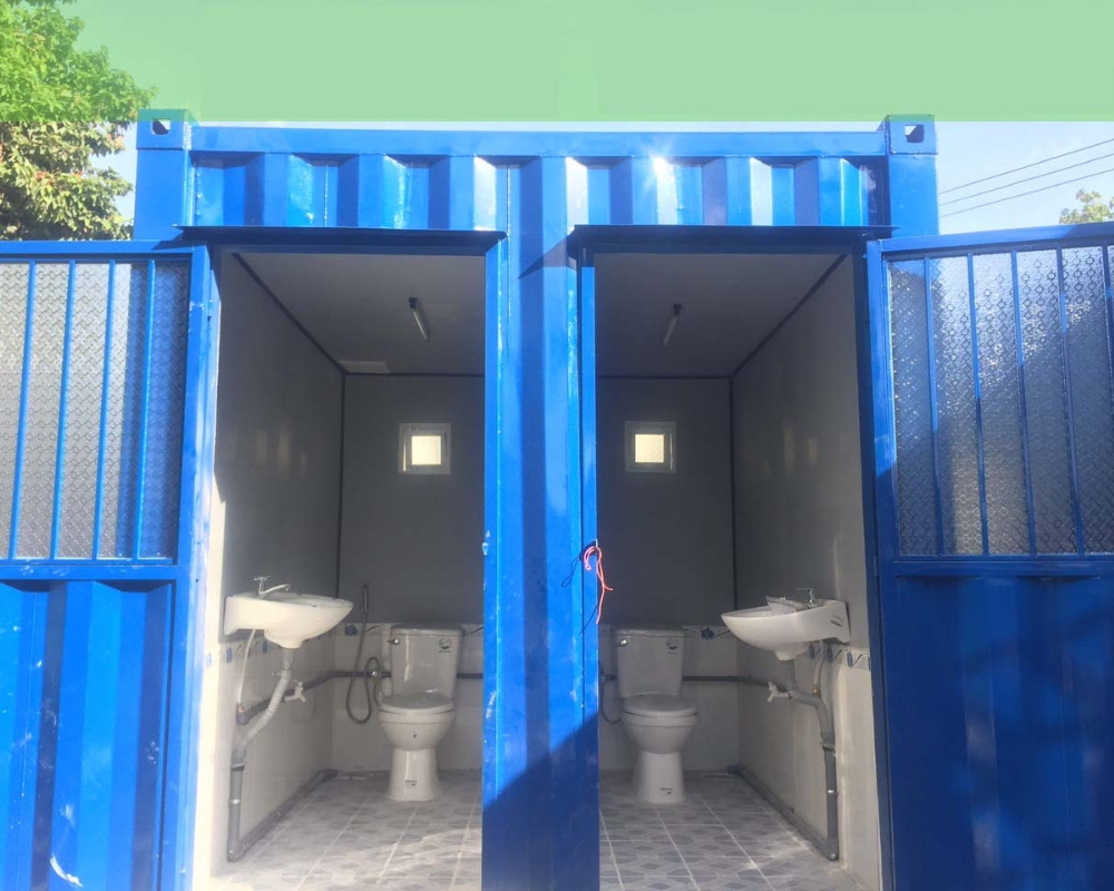 Loại container vệ sinh 2 buồng phù hợp ở công trình, khu công nghiệp
